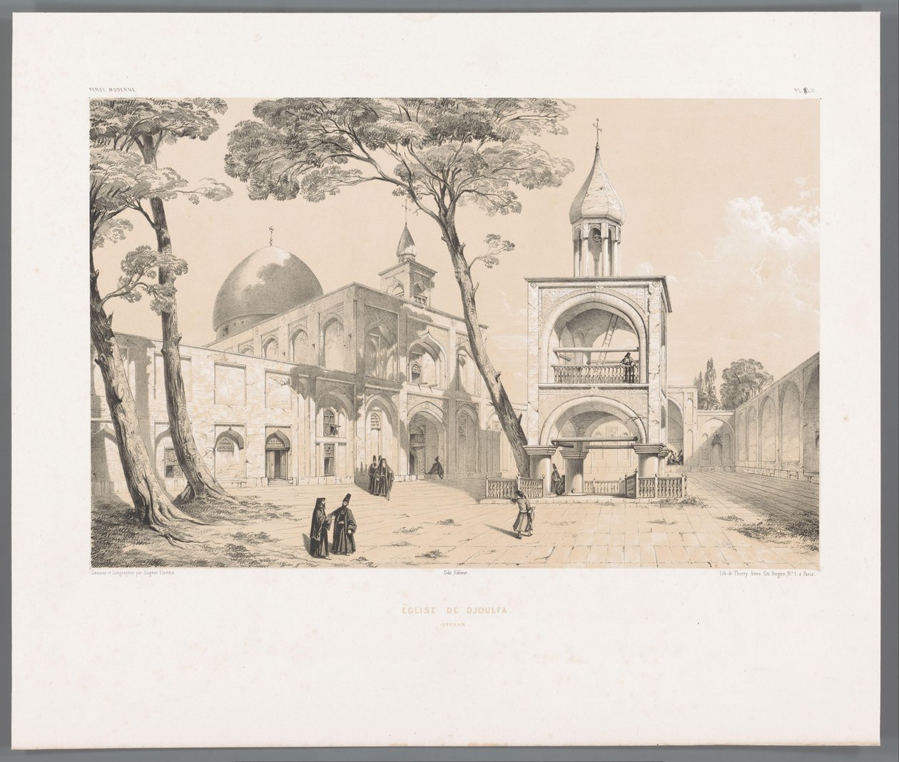 Iszfaháni Vank-katedrális Eglise de Djoulfa Ispahan (cím a tárgyon) Perzsa tájak (sorozat címe) Perse modern (sorozat címe) alkotó: Eugene Flandin