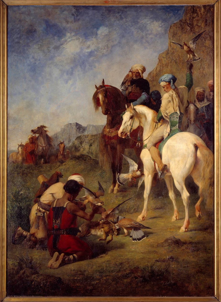 Sólyomvadászat Algériában: a gyógymód. Eugene Fromentin (1820-1876) festménye alkotó: Eugène Fromentin