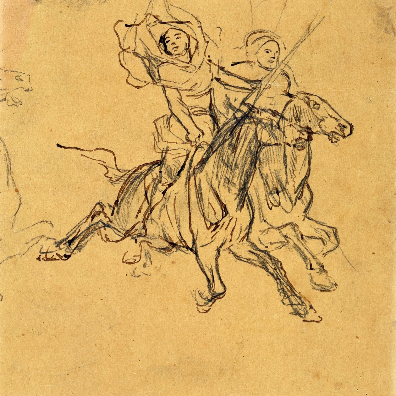 Studie von zwei Reitern alkotó: Eugène Fromentin