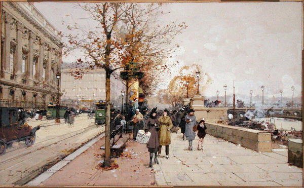 A Szajna, Párizs (gouache, papír) alkotó: Eugene Galien Laloue