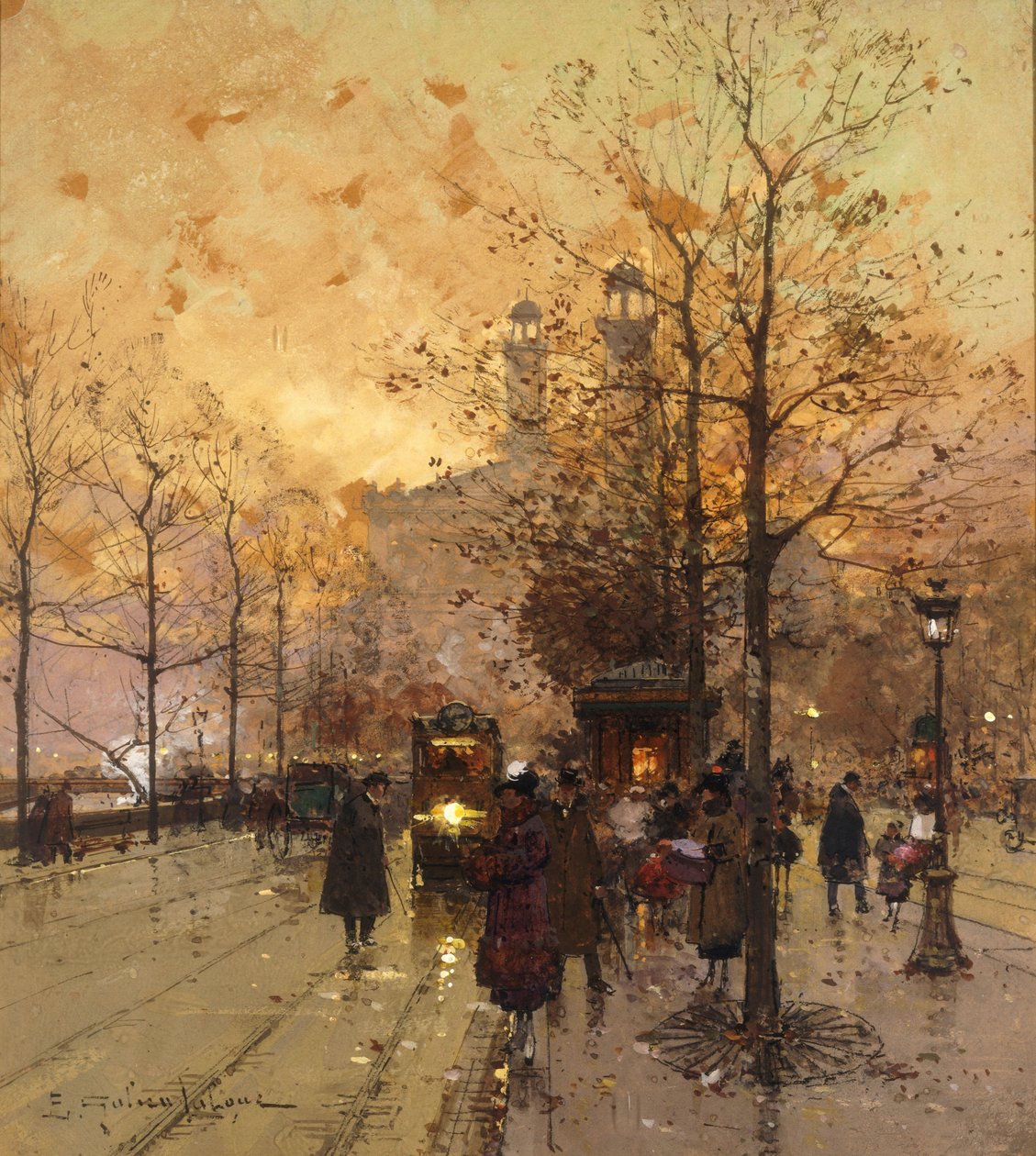 Alakok egy párizsi utcában alkotó: Eugene Galien Laloue