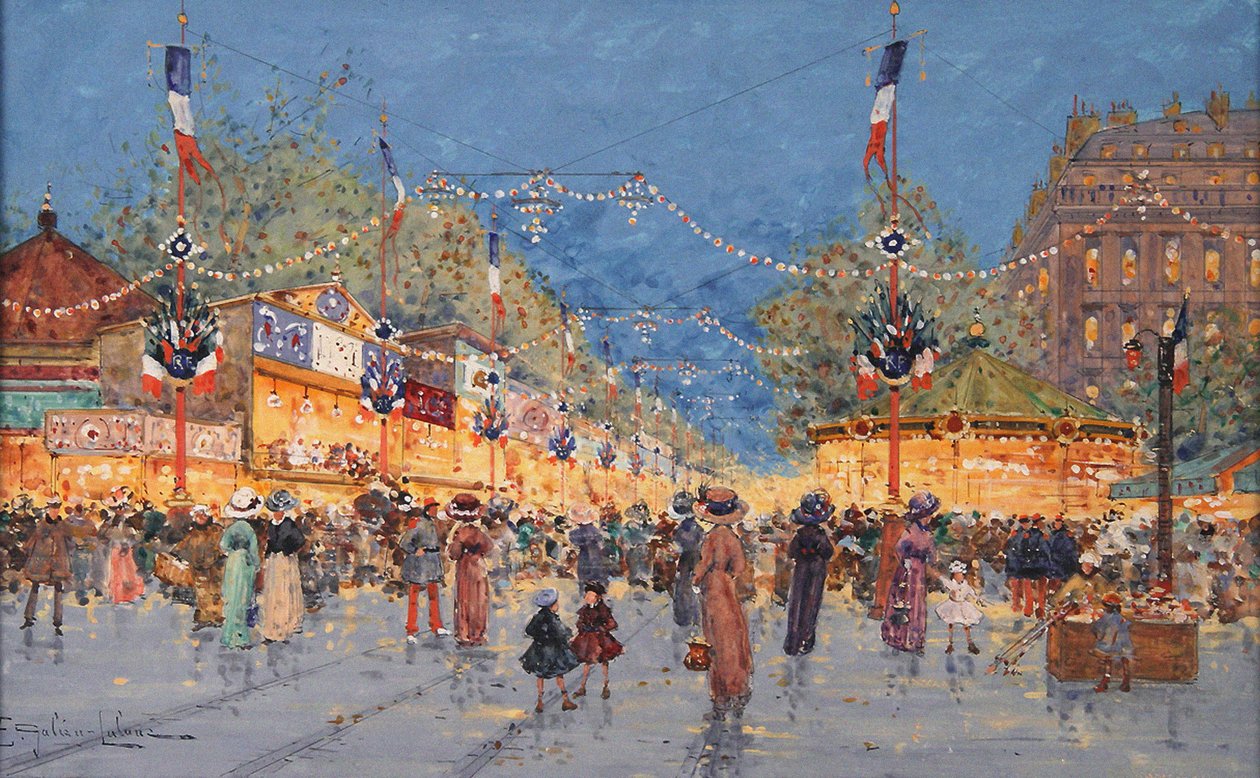 Mézeskalács vásár. Nemzet tér, c. 1930 alkotó: Eugene Galien Laloue