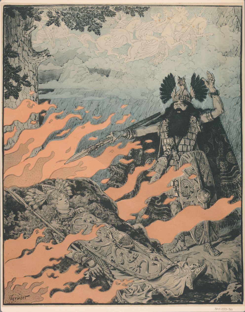 Richard Wagner Die Walküre plakátja La Valkyrie alkotó: Eugene Grasset