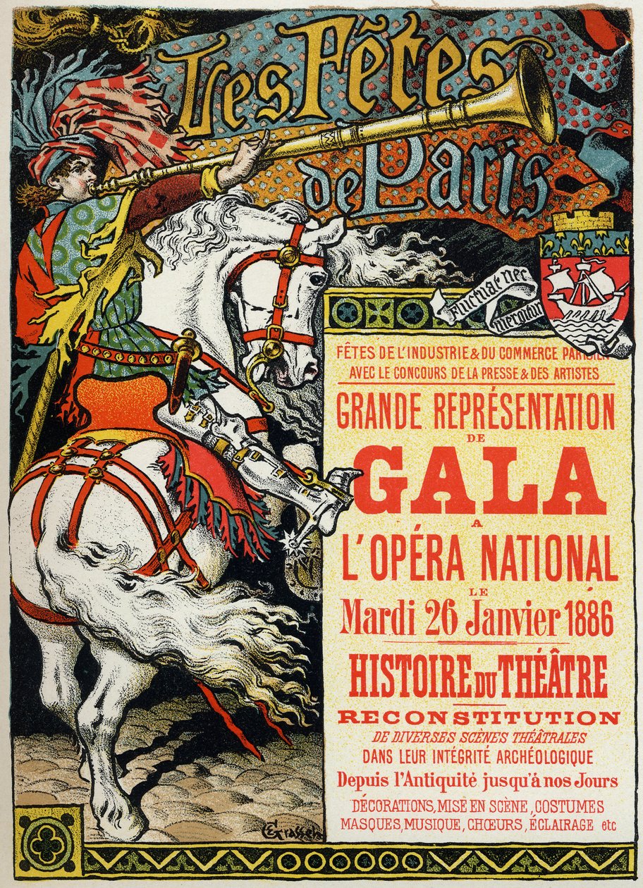 Művészet. Szórakozás. Párizs bulik. Bal az Opera de Parisban. poszter: Eugene Grasset, Franciaország alkotó: Eugene Grasset