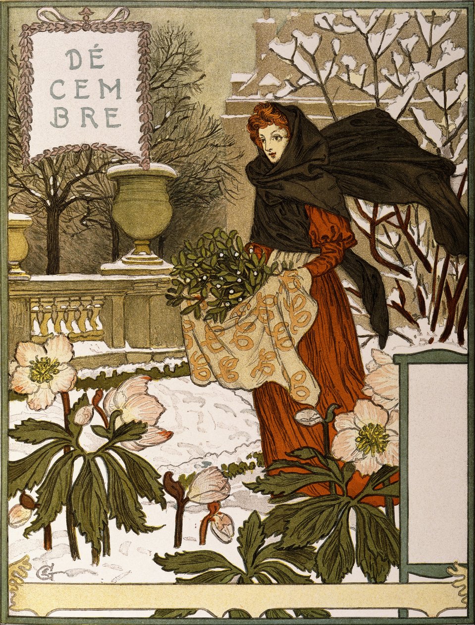 December, Illusztráció a "Le Mois" képzőművészeti portfólióból, 1896 alkotó: Eugene Grasset