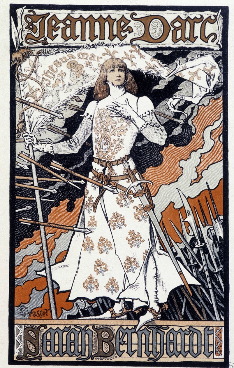 „” Joan of Arc” poszter (Henriette Rosine Bernard, Sarah Bernhardt (1844-1923) a Joan of Arcban játszik). SD. 1890 körül alkotó: Eugene Grasset