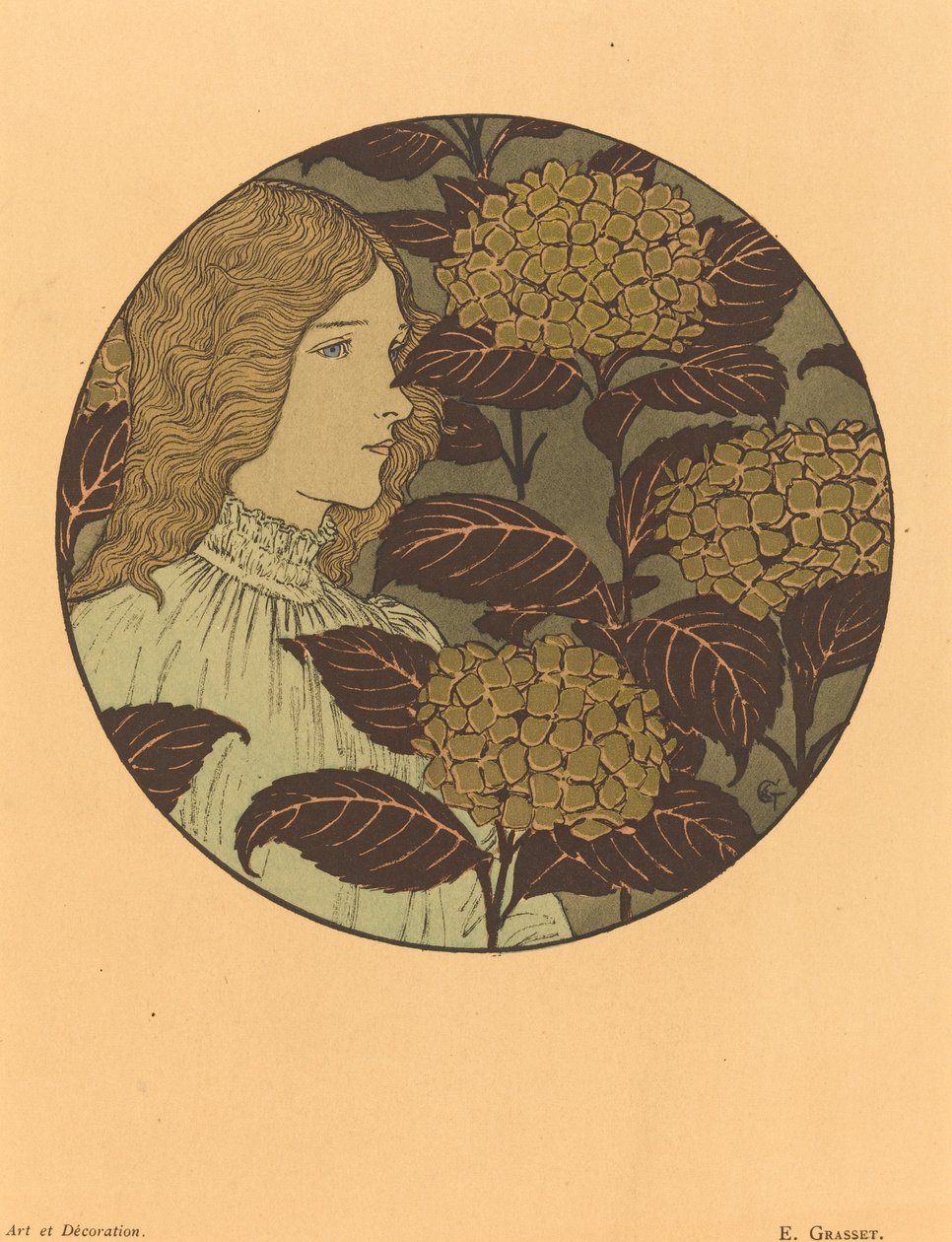 Kerek portré egy lányról alkotó: Eugene Grasset
