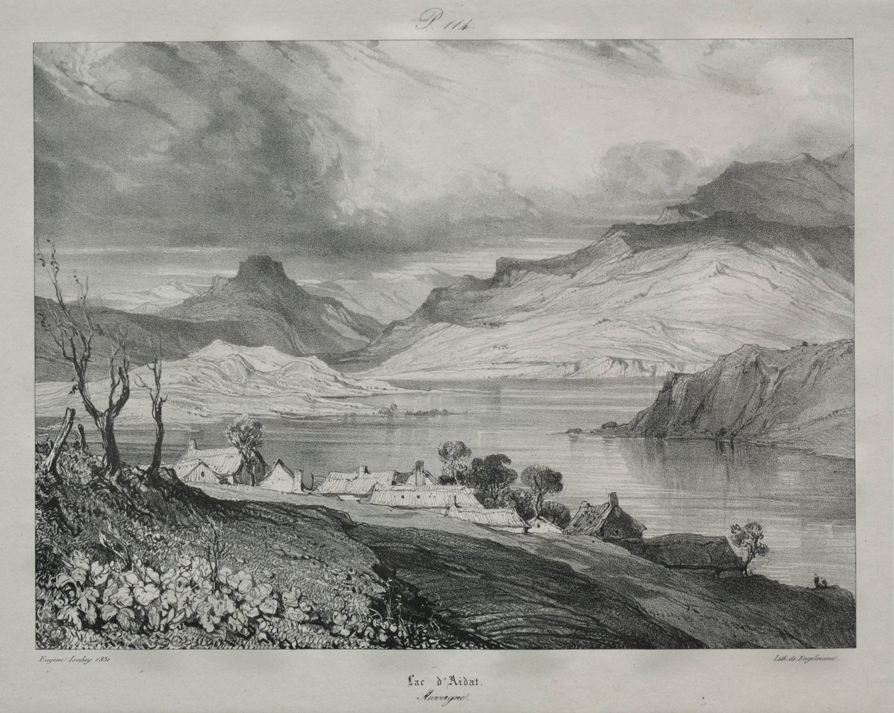 Auvergne: Aidat-tó, Auvergne, 1831. alkotó: Eugene Isabey