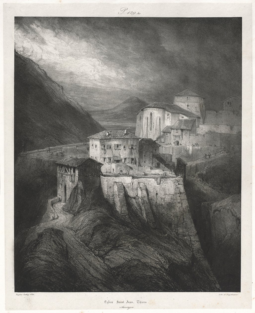 Festői és romantikus utazások a régi Franciaországban: Auvergne vol. II: Szent János templom, Thiers, tábla alkotó: Eugene Isabey