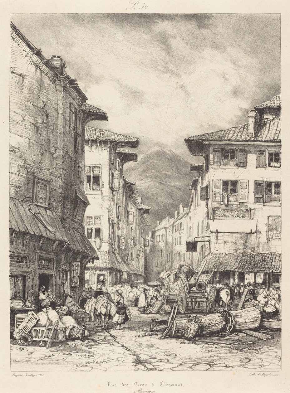 Rue des Gras Clermont-ban alkotó: Eugene Isabey