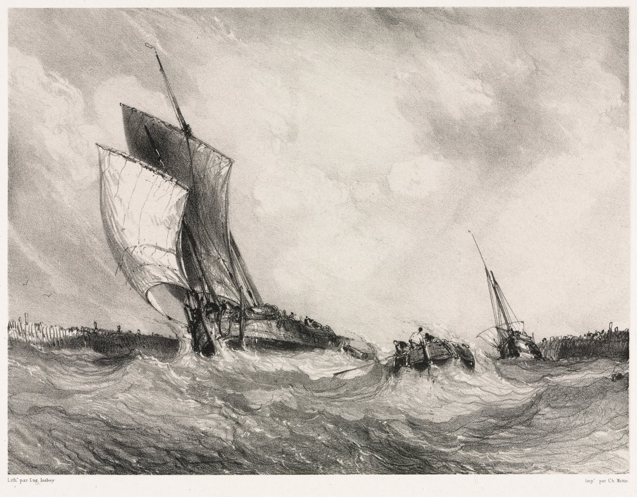 Hat tengerészgyalogos: Visszatérés kikötőbe, 1833. alkotó: Eugene Isabey
