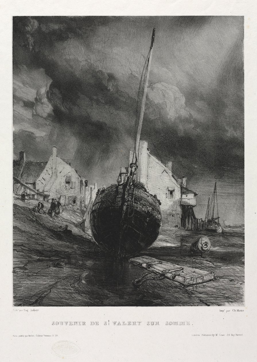 Hat tengerészgyalogos: Saint Valéry-sur-Somme szuvenír, 1833. alkotó: Eugene Isabey