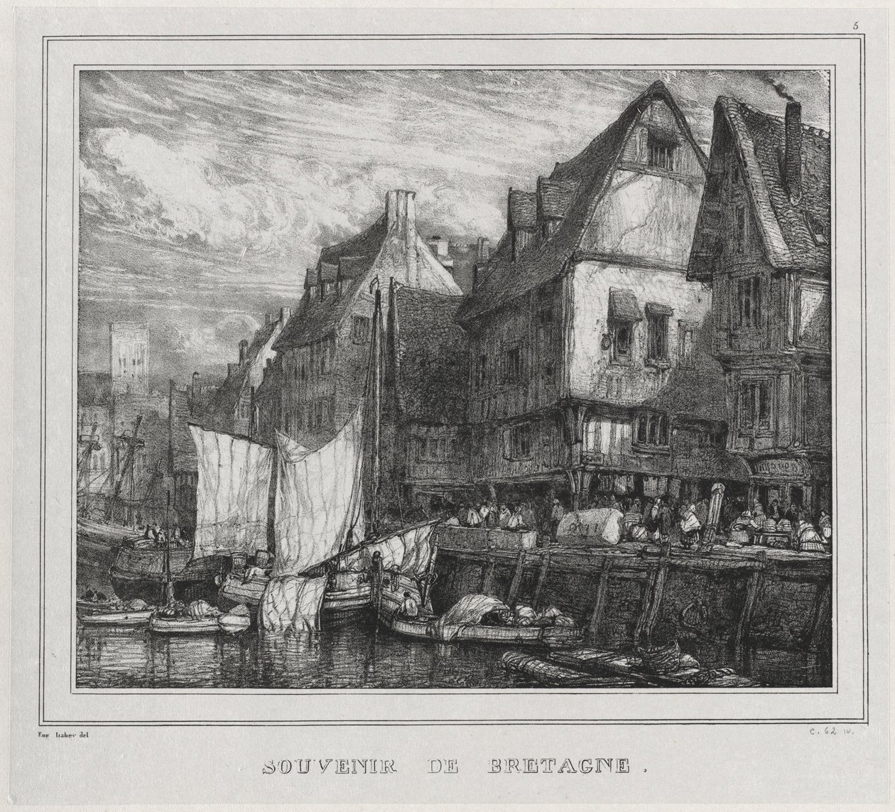 Ajándéktárgyak: Bretagne-i szuvenír, 5. tábla, 1832. alkotó: Eugene Isabey