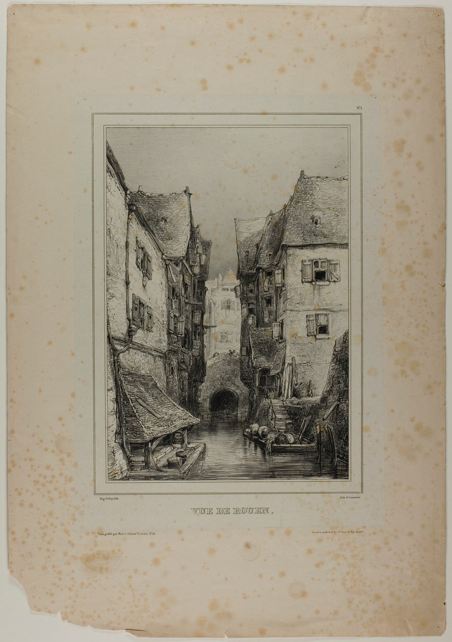Rouen látképe, harmadik tábla alkotó: Eugene Isabey
