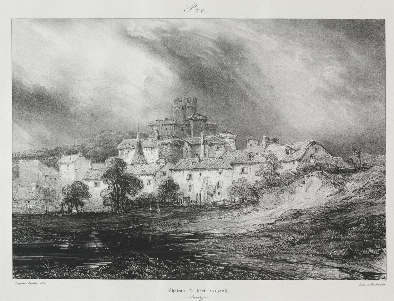 Festői és romantikus utazások az ókori Franciaországban, Auvergne: Château de Pont-Gibaud alkotó: Eugene Isabey