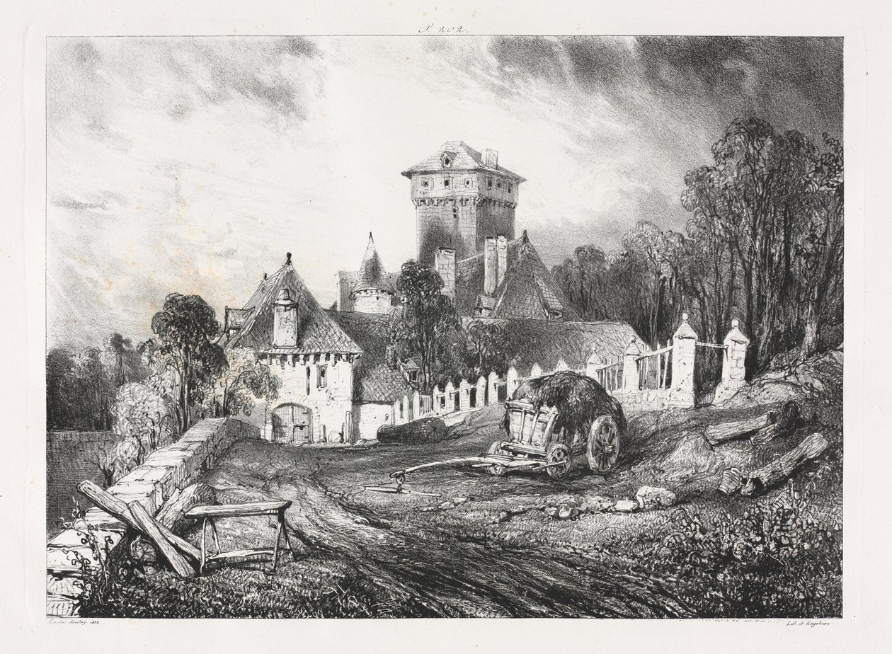 Festői és romantikus utazások az ókori Franciaországban, Auvergne: Château de Pesteil Polminhacban alkotó: Eugene Isabey
