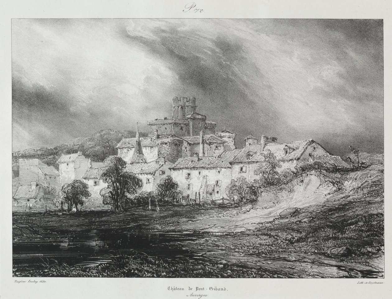 Festői és romantikus utazások az ókori Franciaországban, Auvergne: Château de Pont-Gibaud alkotó: Eugene Isabey