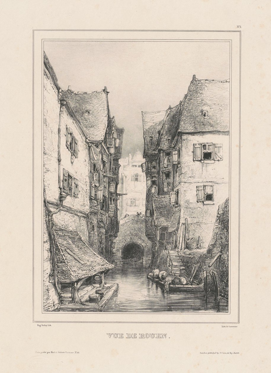 Rouen látképe alkotó: Eugene Isabey