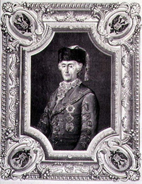 Nagy Katalin (1729-96) portréja utazóruhában, metszette Stephane Pannemaker (1847-1930) (metszet) alkotó: Eugene Joseph (after) Viollat