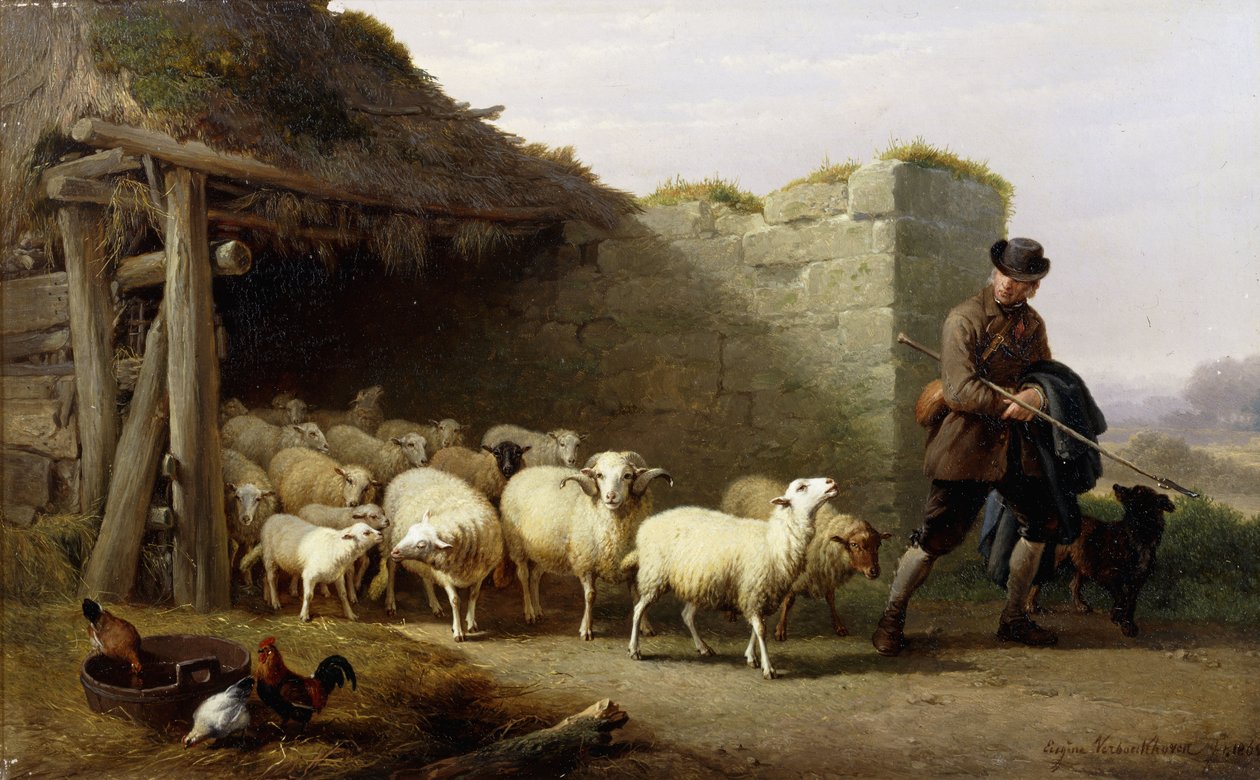 Egy pásztor és nyája, 1862 alkotó: Eugene Joseph Verboeckhoven