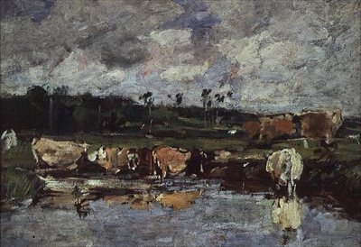 Állatok a tóban. 1881-88 körül. alkotó: Eugene Louis Boudin