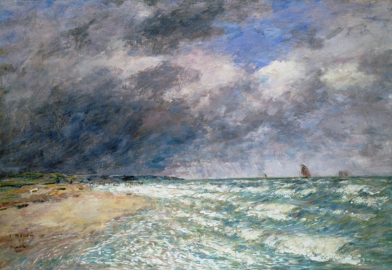 Szajna-torkolati hajók, 1880 (pasztell színű papíron) alkotó: Eugene Louis Boudin