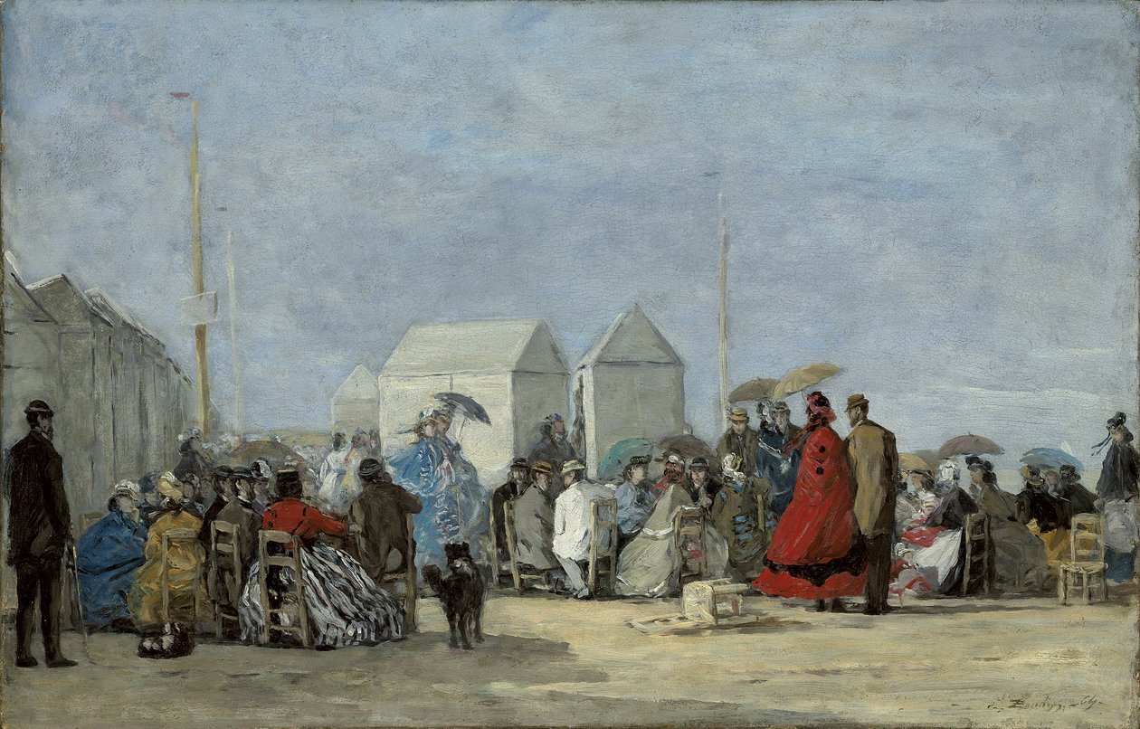 Strand jelenet Trouville-ben; Strandjelenet Trouville-ben, 1864 alkotó: Eugene Louis Boudin