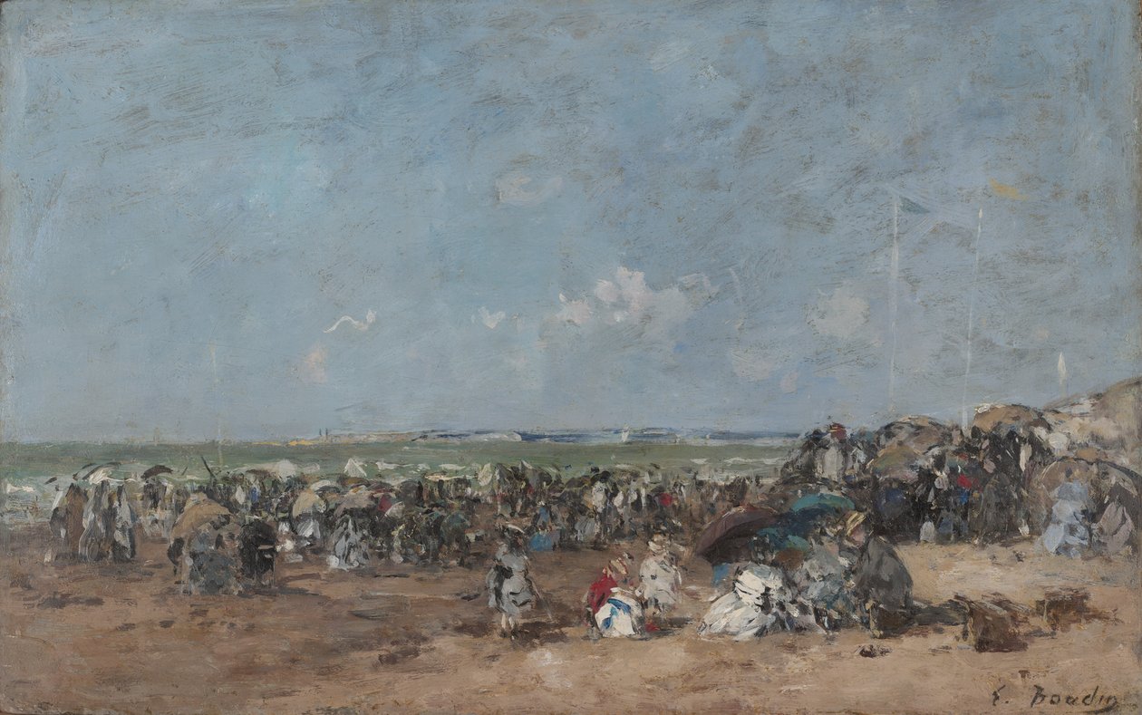 Strandjelenet Trouville-ben, 1870-74 körül alkotó: Eugene Louis Boudin