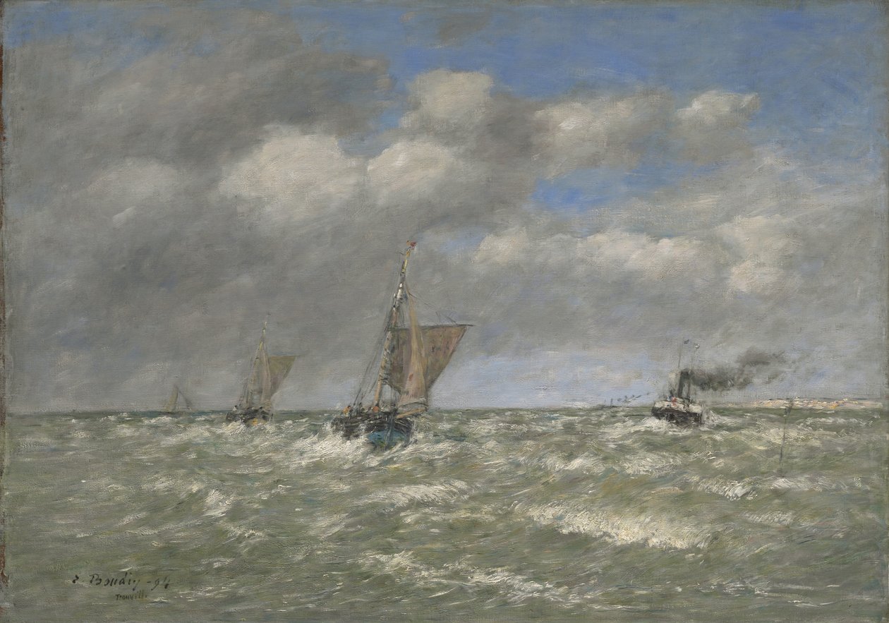 Hajók visszatérnek Portba, Trouville, 1894 alkotó: Eugene Louis Boudin