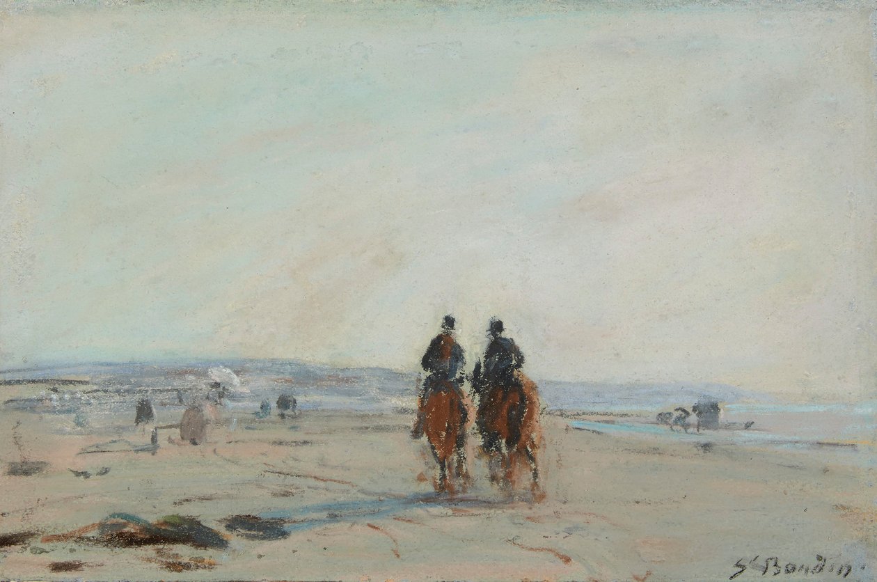 Két lovas a tengerparton, 1864-68 körül (pasztell, papírra fektetve) alkotó: Eugene Louis Boudin