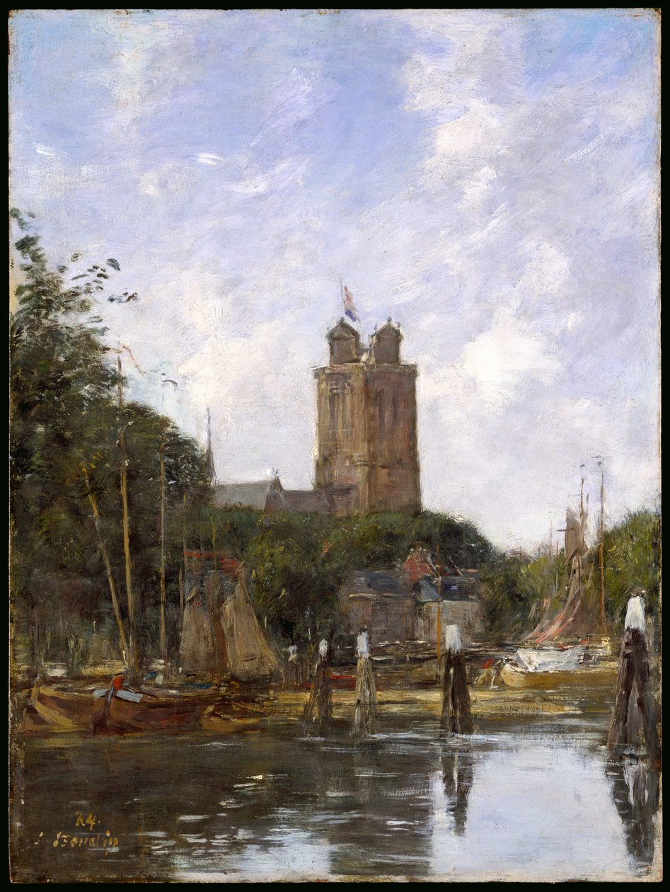 Dordrecht, a Nagytemplom a csatornától, 1884 alkotó: Eugene Louis Boudin