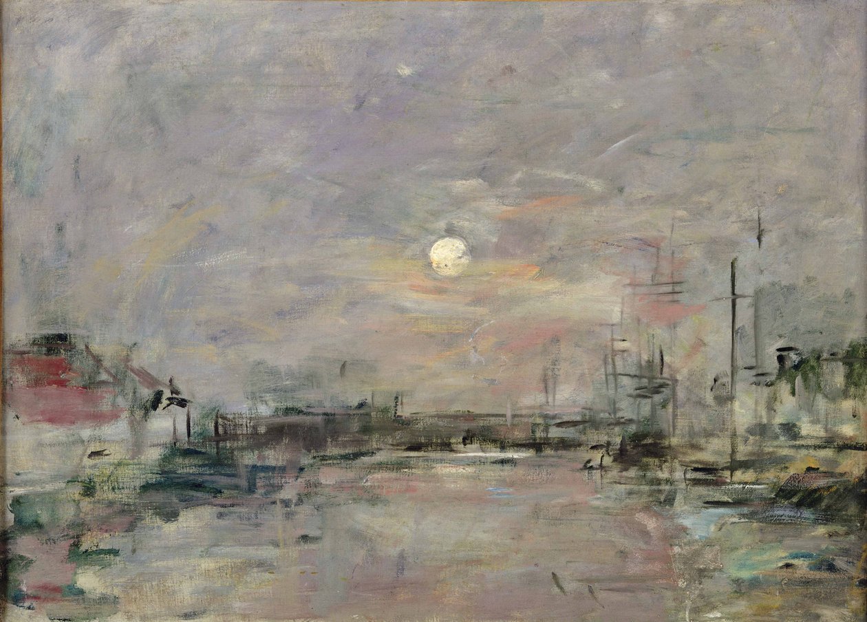 Alkonyat a Le Havre-i kereskedelmi dokknál, 1892-94 körül alkotó: Eugene Louis Boudin