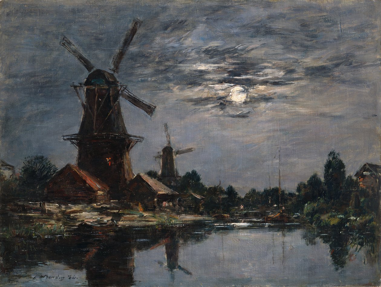 Holland szélmalmok alkotó: Eugene Louis Boudin
