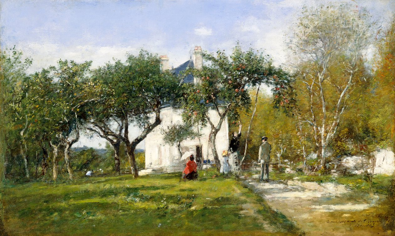 Fervaques, Monsieur Jacquette kertje és háza, 1877 alkotó: Eugene Louis Boudin