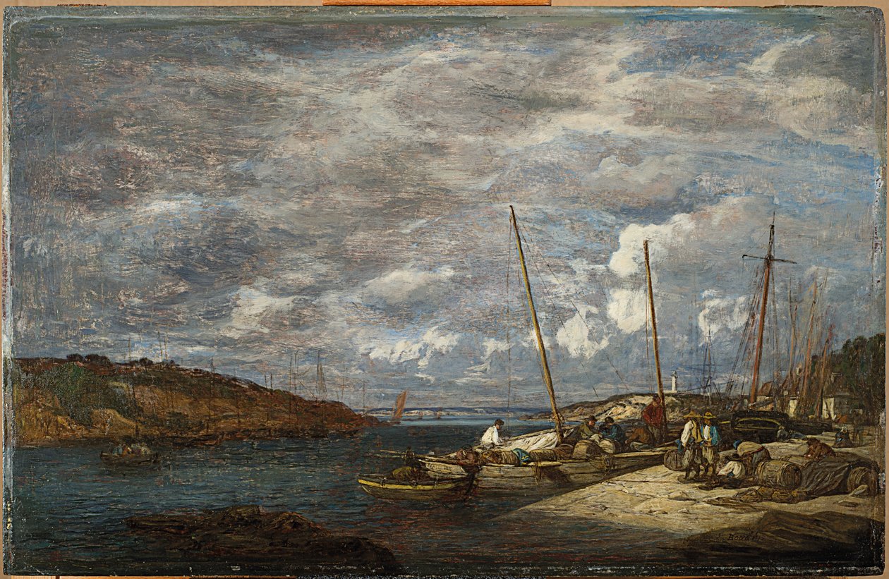 Halászhajók a dokknál, Douarnenez, 1855 alkotó: Eugene Louis Boudin
