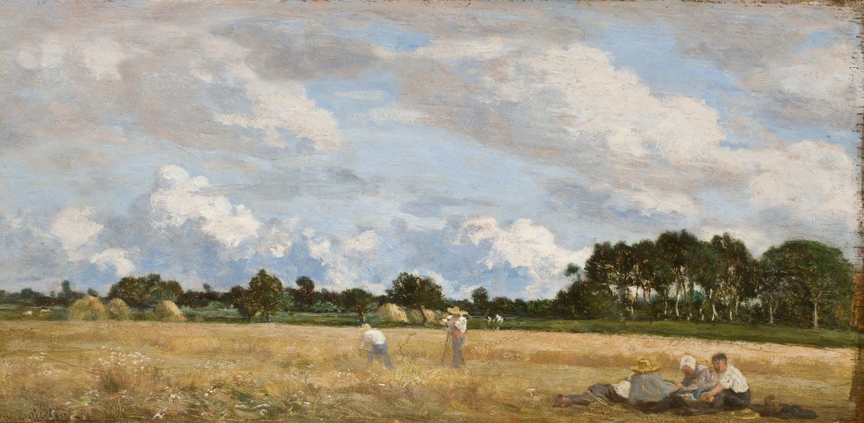 Szénakészítés (Le Foins), 1870-90 körül (olaj, tölgyfa panel) alkotó: Eugene Louis Boudin
