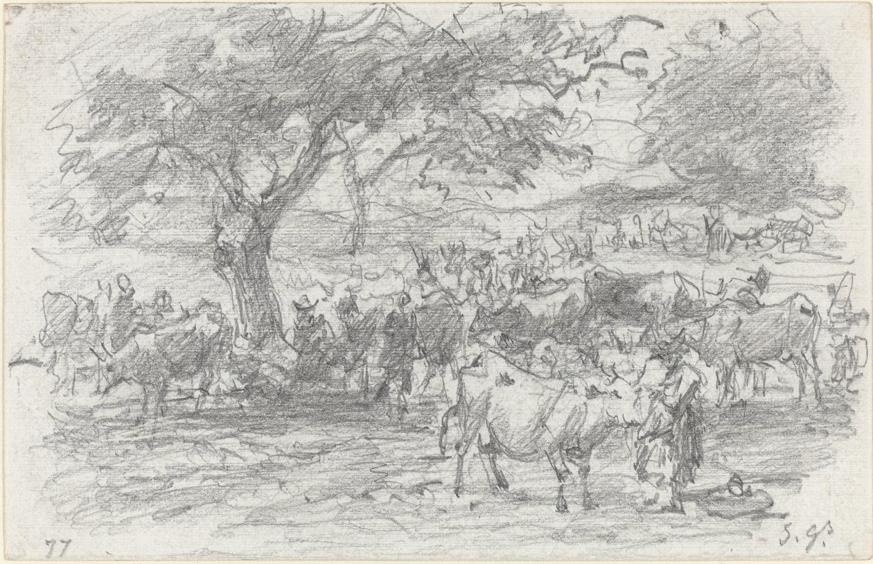Pásztorok és szarvasmarhák, 1877. alkotó: Eugene Louis Boudin