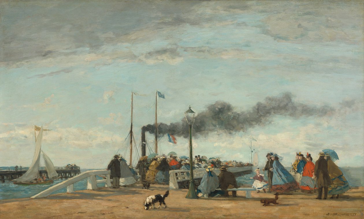 Móló és rakpart Trouville-ben, 1863. alkotó: Eugene Louis Boudin