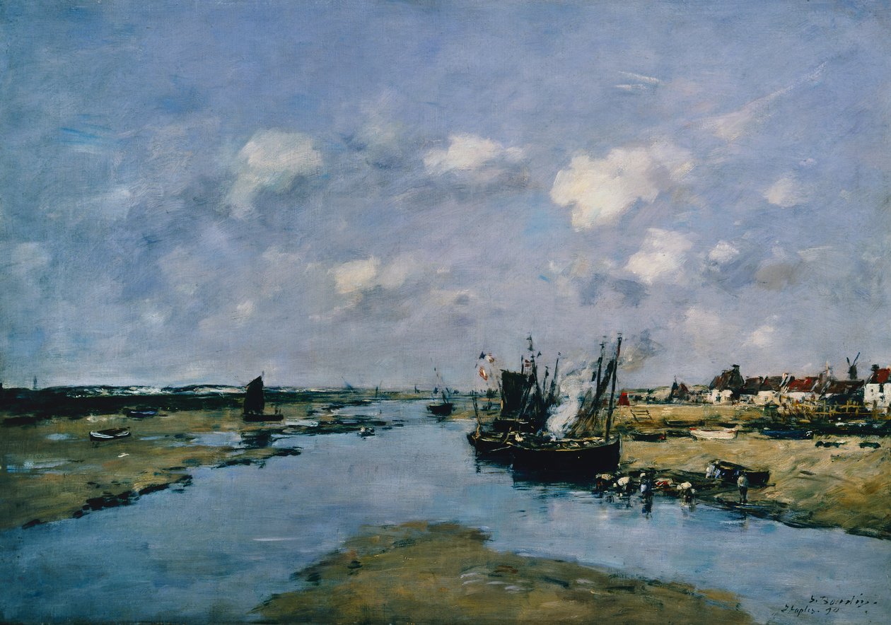 La Canche apálykor, Etaples (olaj, vászon) alkotó: Eugene Louis Boudin