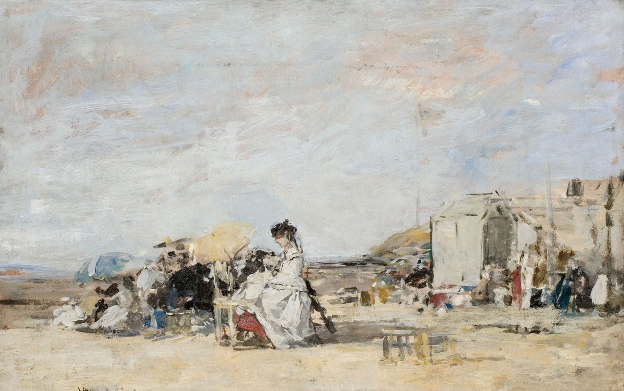 Fehér ruhás hölgy a trouville-i tengerparton alkotó: Eugene Louis Boudin