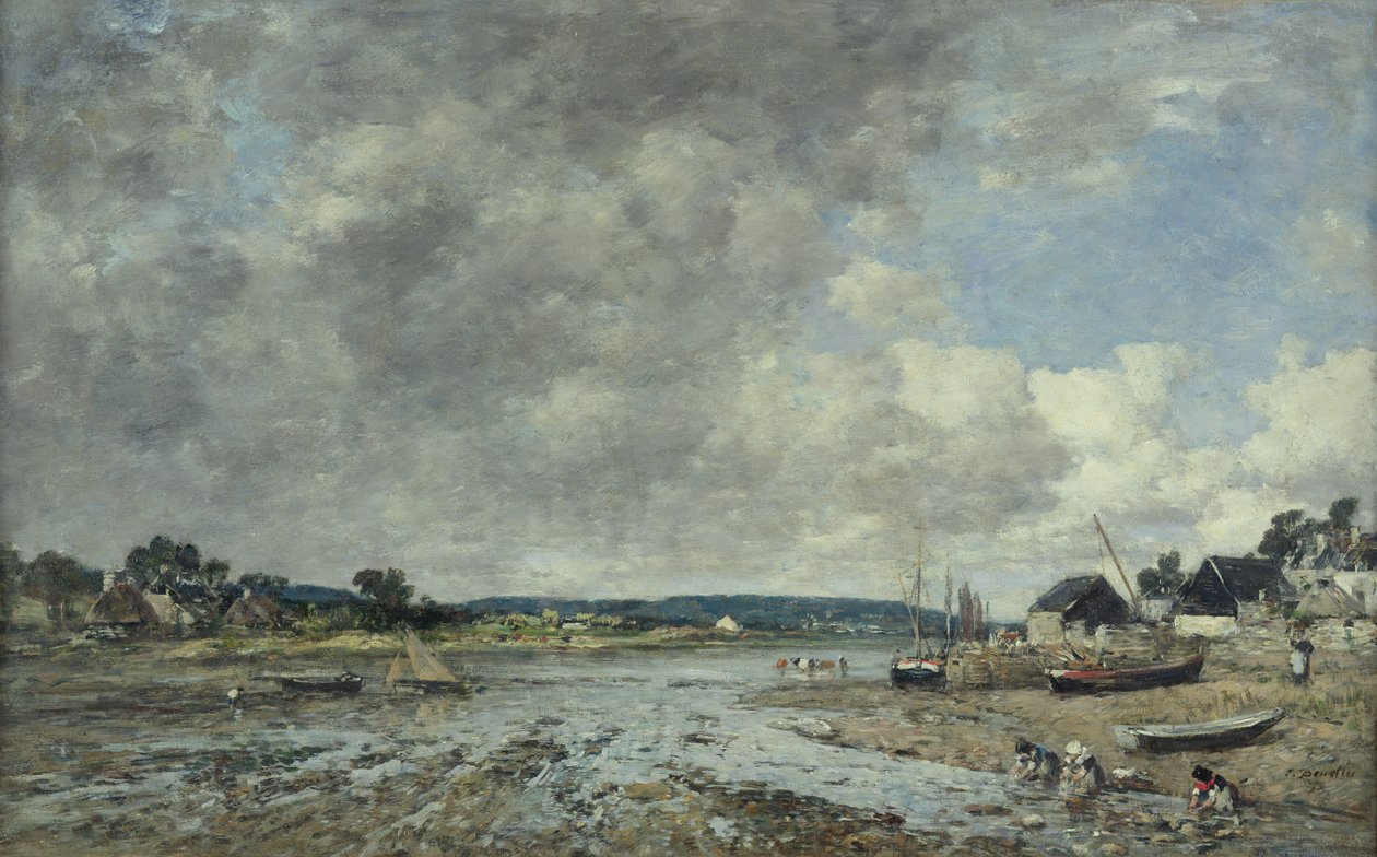 Táj mosónőkkel, 1873 alkotó: Eugene Louis Boudin
