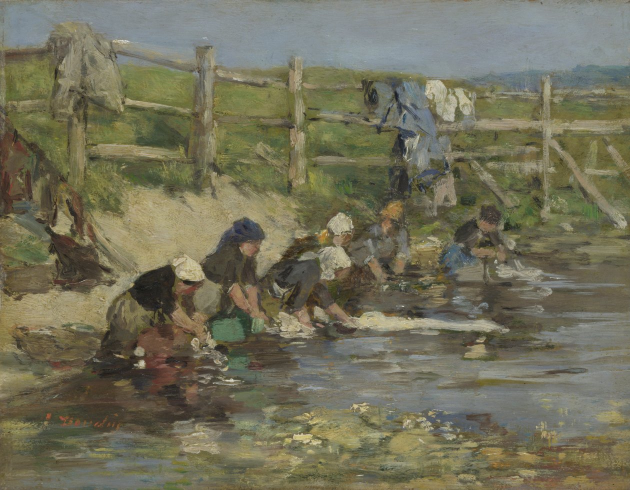Mosók a patak mellett, kb. 1886-1890 alkotó: Eugene Louis Boudin