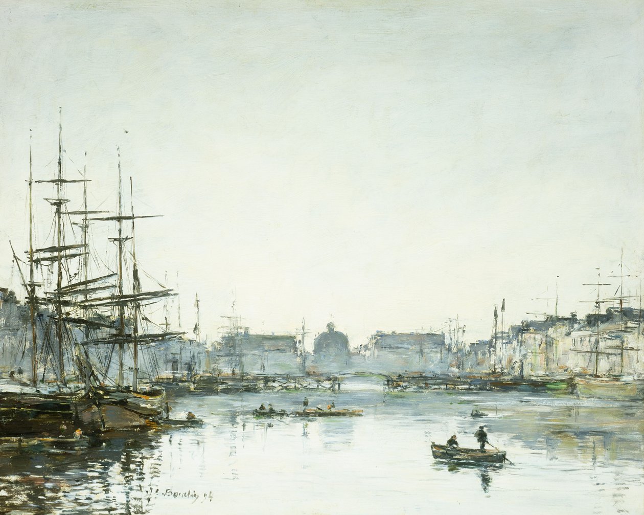 Le Havre, A kereskedelmi medence, 1894 alkotó: Eugene Louis Boudin