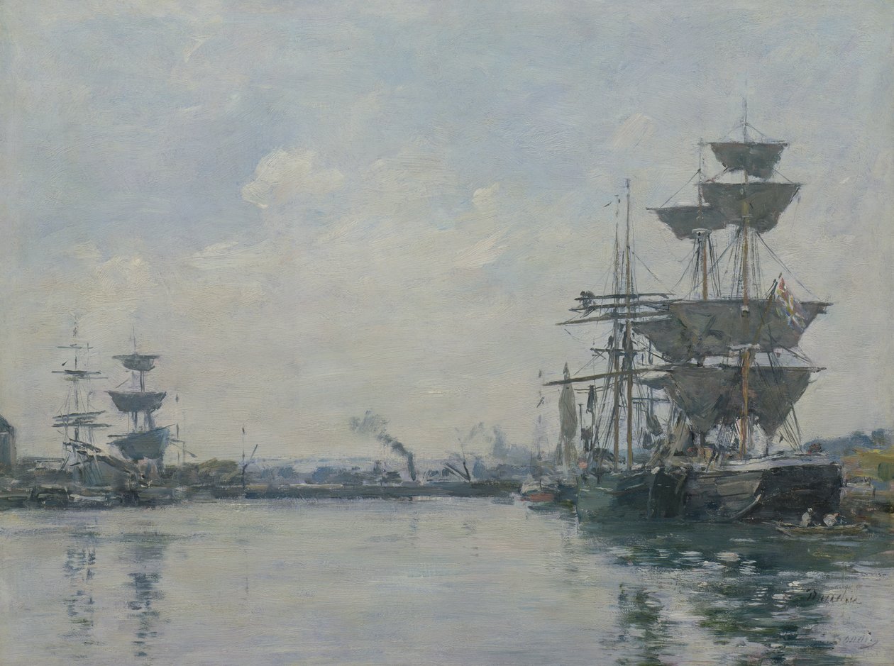 Le Havre, hajók egy medencében alkotó: Eugene Louis Boudin