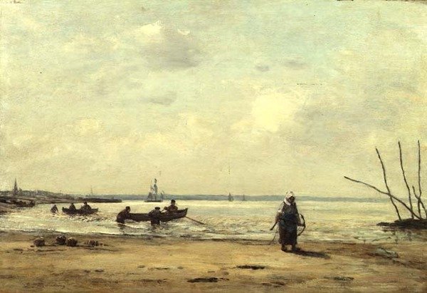 Apály Honfleur közelében, 1864-66 körül (olaj, tábla) alkotó: Eugene Louis Boudin