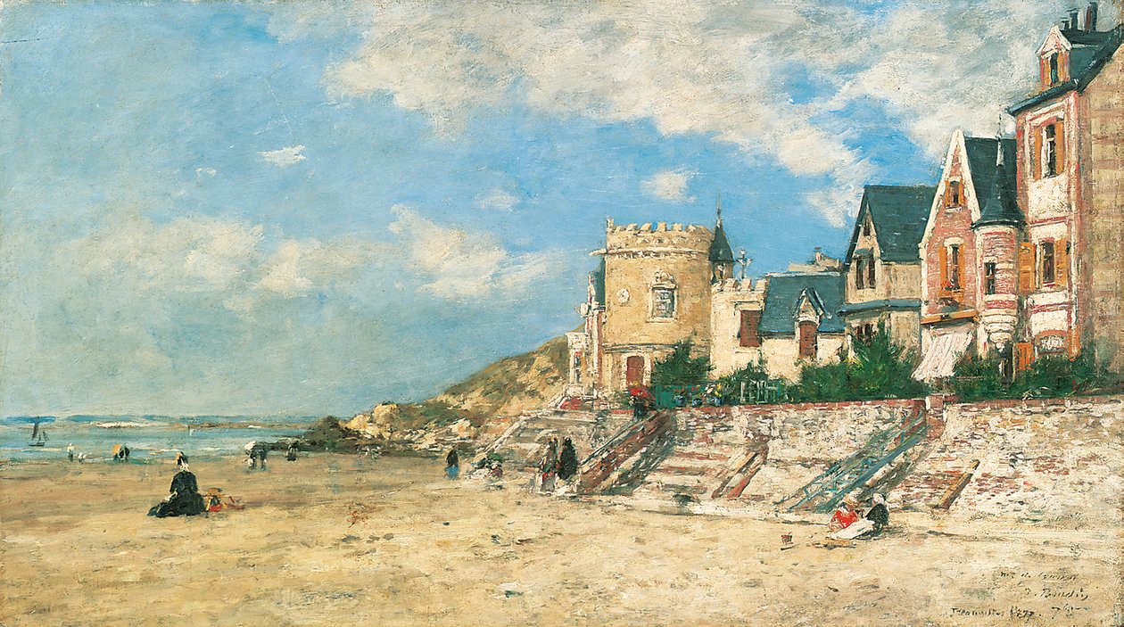 Malakoff-torony és a part Trouville-ben; A Malakoff-torony és a part Trouville-ben, 1877 alkotó: Eugene Louis Boudin