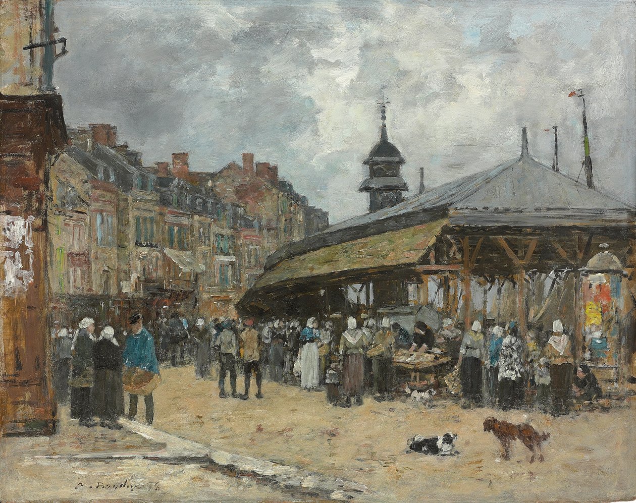 Piac Trouville-ben; március Trouville-ben, 1878 alkotó: Eugene Louis Boudin