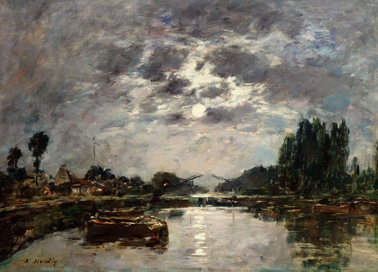Holdfény, Canal de St. Valery, 1891 alkotó: Eugene Louis Boudin