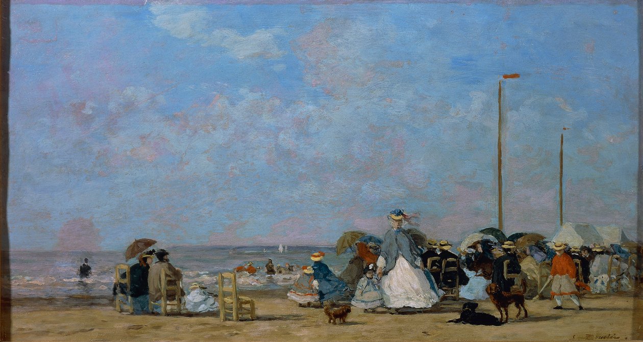 A Trouville Beachen, Eugene Boudin festménye alkotó: Eugene Louis Boudin