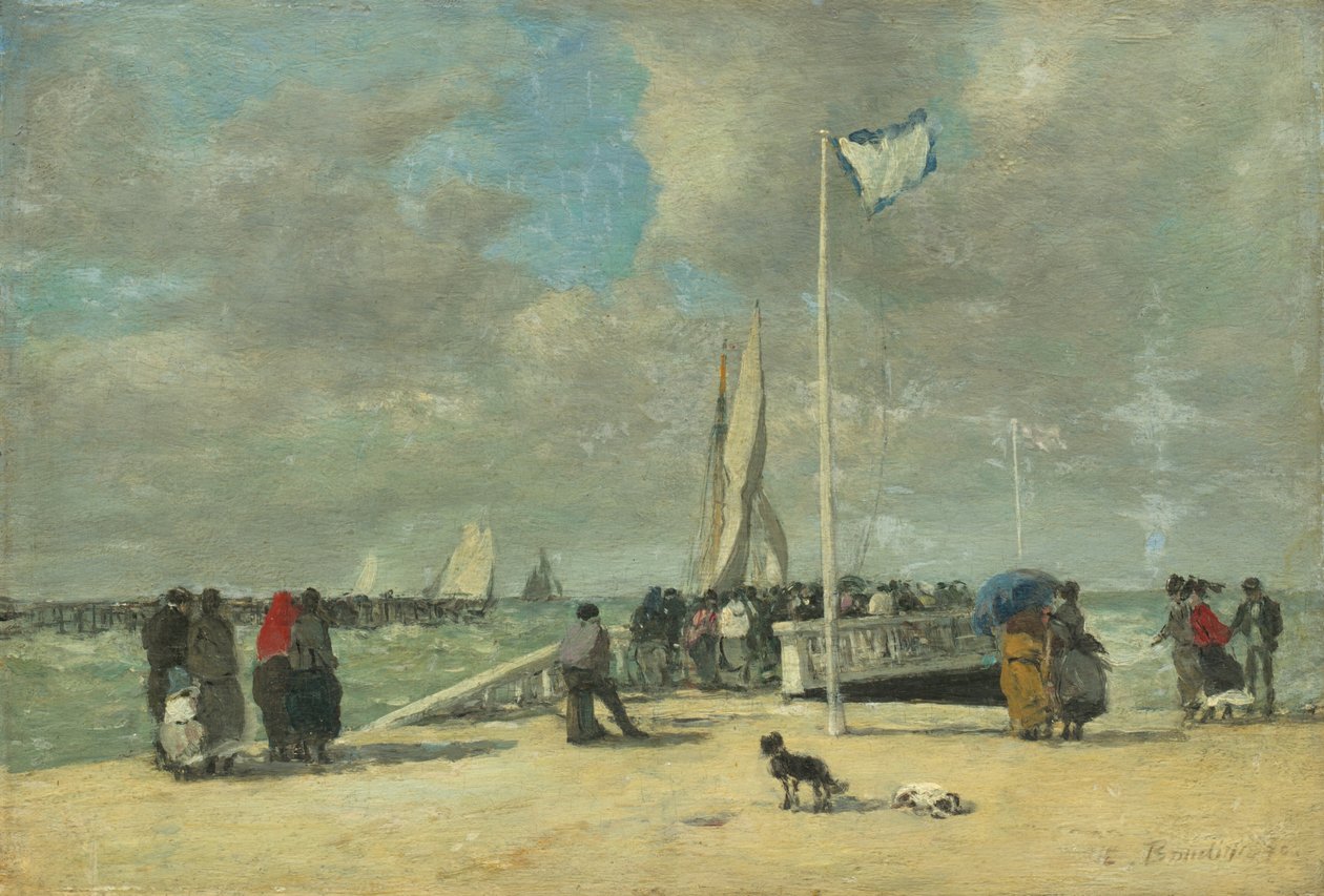 A mólón, c. 1869-70 (olaj, fa) alkotó: Eugene Louis Boudin